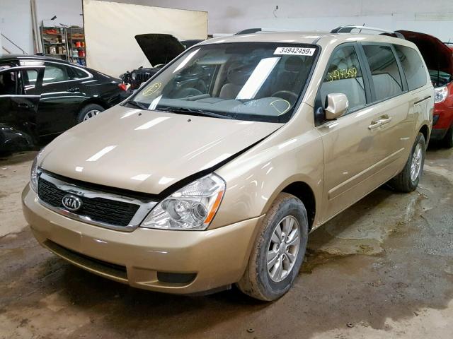 KNDMG4C79B6387807 - 2011 KIA SEDONA LX GOLD photo 2