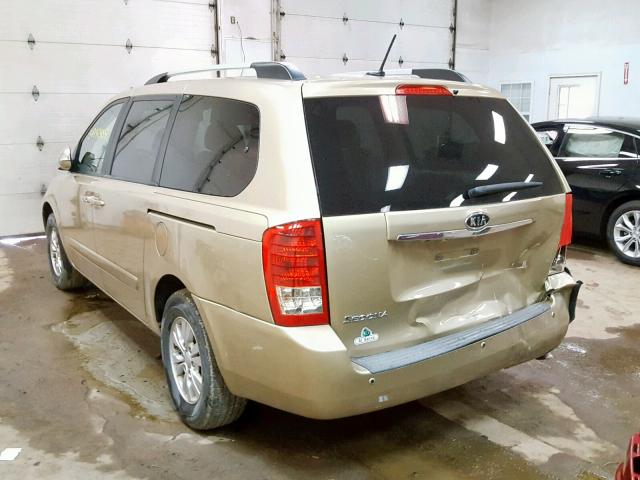 KNDMG4C79B6387807 - 2011 KIA SEDONA LX GOLD photo 3