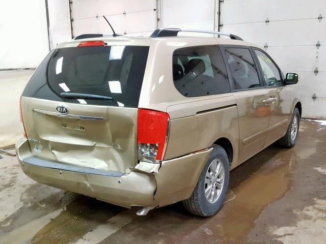 KNDMG4C79B6387807 - 2011 KIA SEDONA LX GOLD photo 4