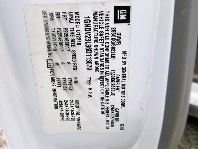 1GNDV23L36D113079 - 2006 CHEVROLET UPLANDER L 白色 照片 10