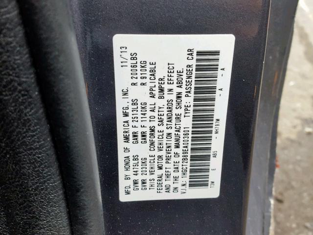 1HGCT2B89EA003601 - 2014 HONDA ACCORD EXL GRAY photo 10