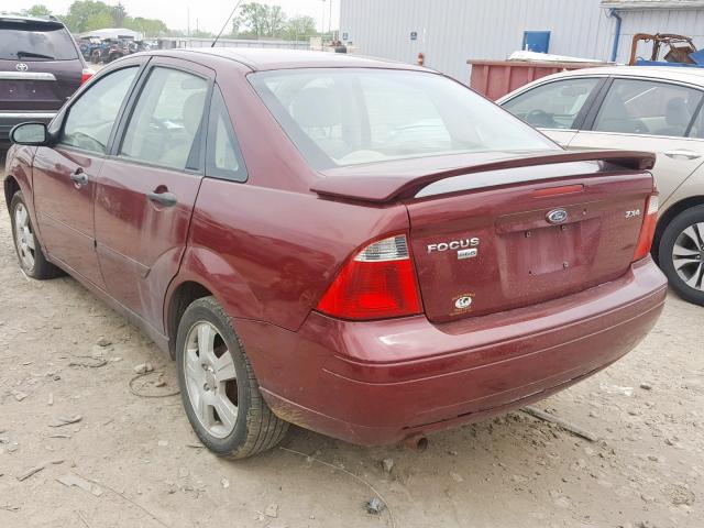 1FAHP34N66W121665 - 2006 FORD FOCUS ZX4 MAROON photo 3