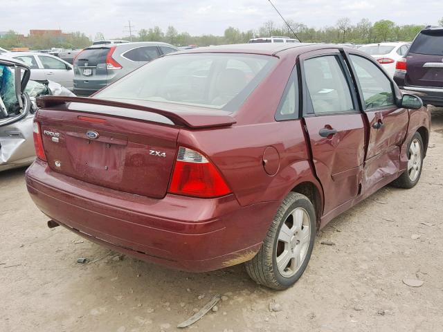 1FAHP34N66W121665 - 2006 FORD FOCUS ZX4 MAROON photo 4