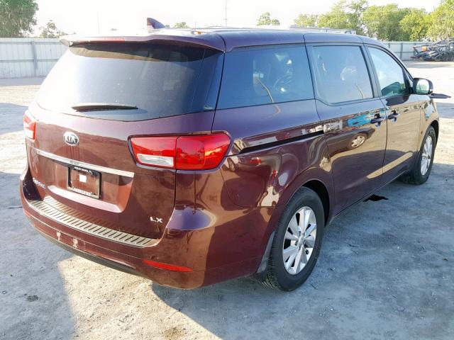 KNDMB5C18H6305705 - 2017 KIA SEDONA LX BURGUNDY photo 4