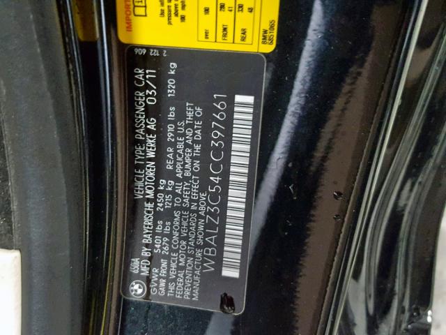 WBALZ3C54CC397661 - 2012 BMW 650 I BLACK photo 10