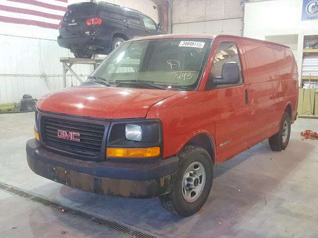 1GTHG35V651167243 - 2005 GMC SAVANA G35 RED photo 2