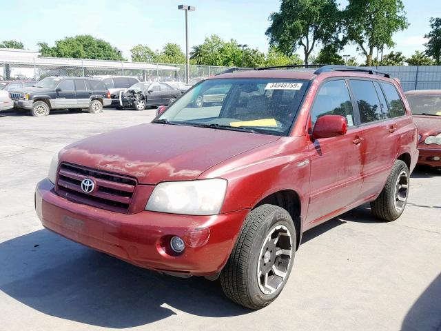 JTEDP21AX40005000 - 2004 TOYOTA HIGHLANDER RED photo 2