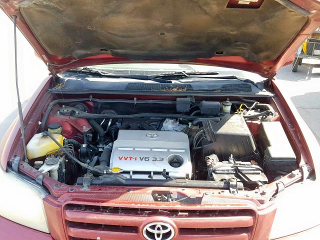 JTEDP21AX40005000 - 2004 TOYOTA HIGHLANDER RED photo 7