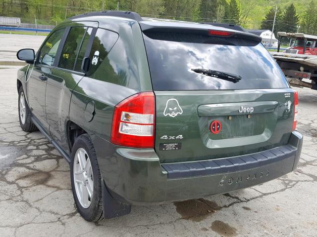 1J8FF47W77D197870 - 2007 JEEP COMPASS GREEN photo 3