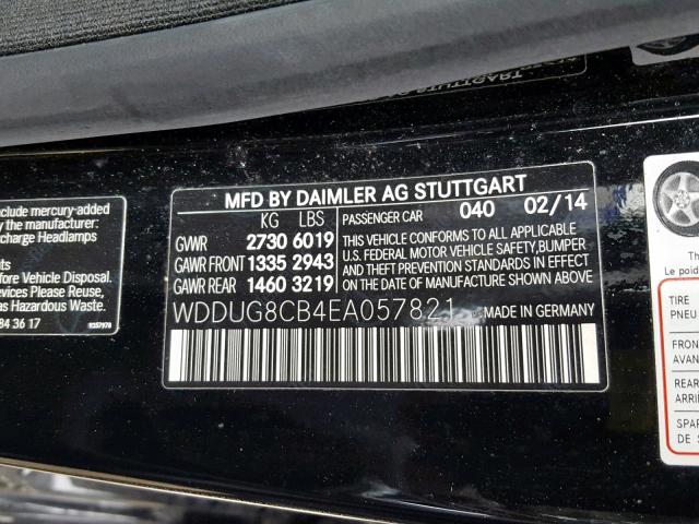 WDDUG8CB4EA057821 - 2014 MERCEDES-BENZ S 550 BLACK photo 10