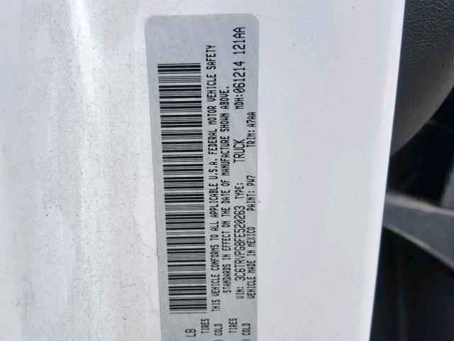 3C6TRVPG8FE520263 - 2015 RAM PROMASTER WHITE photo 10