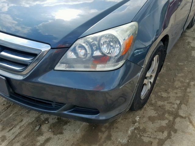 5FNRL387X6B055535 - 2006 HONDA ODYSSEY EX BLUE photo 9