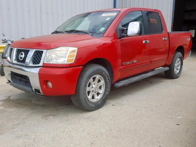 1N6BA07B85N547151 - 2005 NISSAN TITAN XE RED photo 2