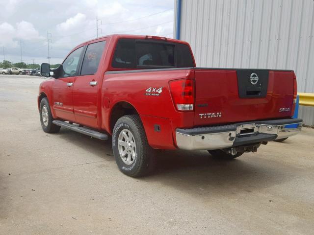 1N6BA07B85N547151 - 2005 NISSAN TITAN XE RED photo 3