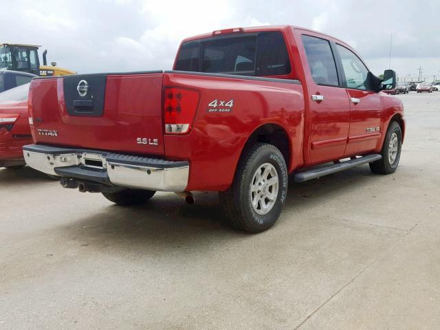 1N6BA07B85N547151 - 2005 NISSAN TITAN XE RED photo 4