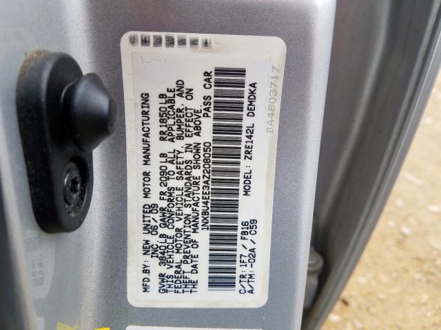 1NXBU4EE3AZ208050 - 2010 TOYOTA COROLLA BASE  photo 10