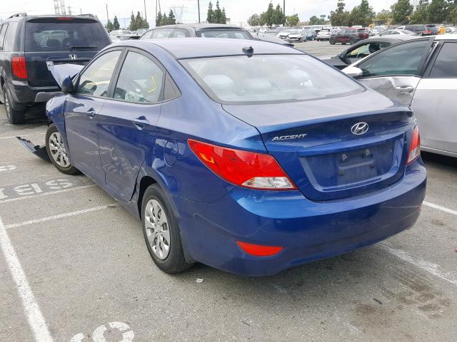 KMHCT4AE6GU093272 - 2016 HYUNDAI ACCENT SE BLUE photo 3