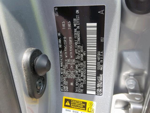 5TDYKRFH2GS156546 - 2016 TOYOTA HIGHLANDER SILVER photo 10