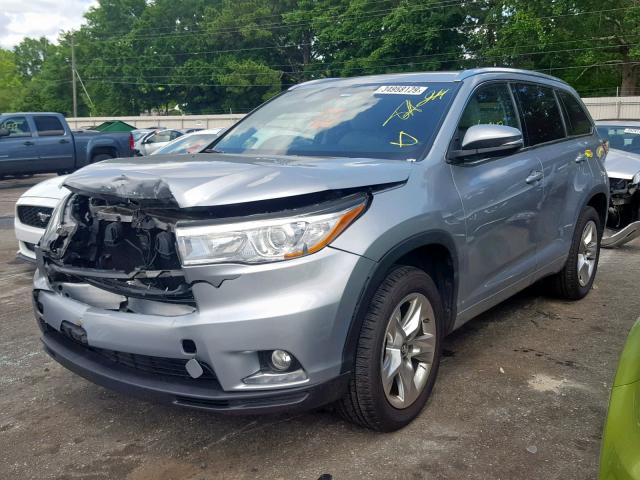 5TDYKRFH2GS156546 - 2016 TOYOTA HIGHLANDER SILVER photo 2