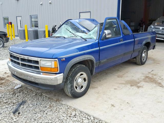 1B7GL23X3TS505758 - 1996 DODGE DAKOTA BLUE photo 2