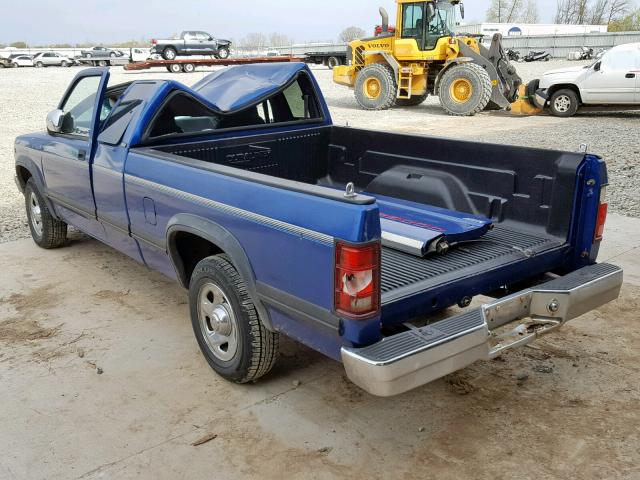 1B7GL23X3TS505758 - 1996 DODGE DAKOTA BLUE photo 3