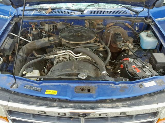 1B7GL23X3TS505758 - 1996 DODGE DAKOTA BLUE photo 7