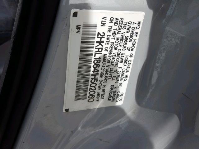 2HKRL18641H502060 - 2001 HONDA ODYSSEY EX SILVER photo 10