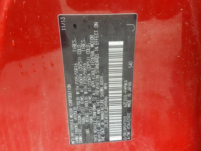 JTLZE4FE1EJ049846 - 2014 TOYOTA SCION XB 红色 照片 10