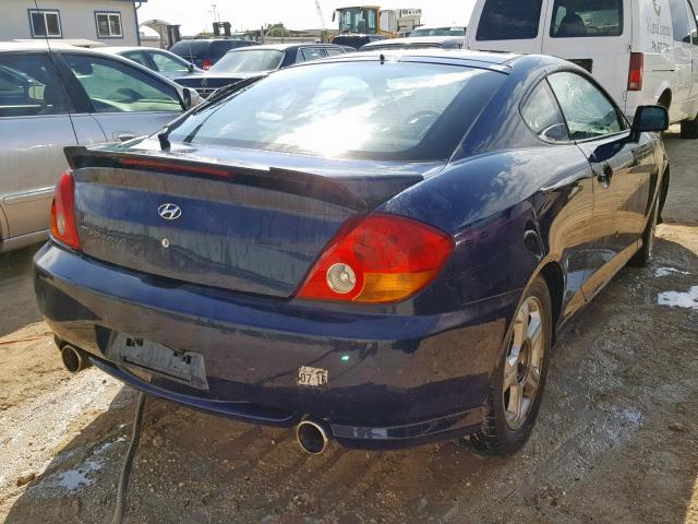 KMHHM65D34U135473 - 2004 HYUNDAI TIBURON BLUE photo 4