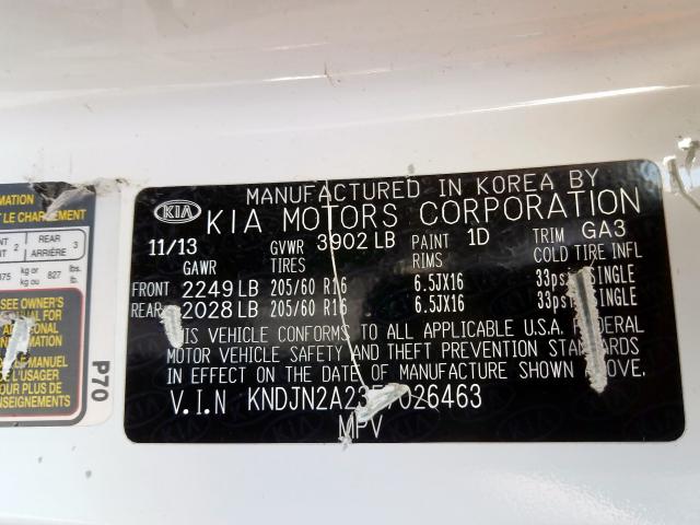 KNDJN2A23E7026463 - 2014 KIA SOUL  photo 10