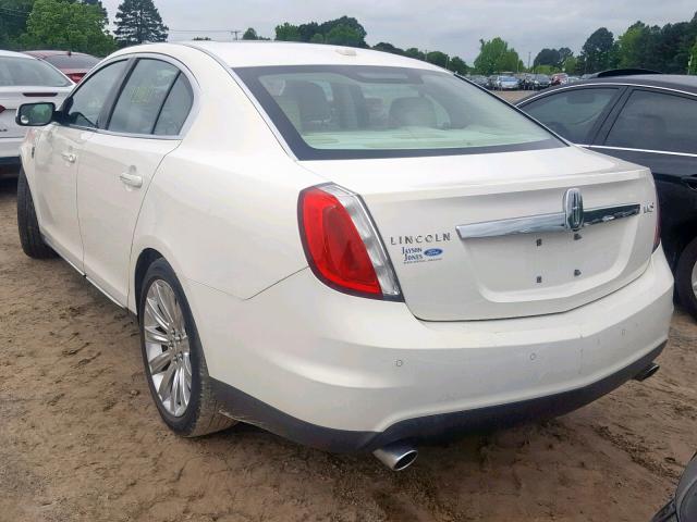 1LNHL9DR0CG805978 - 2012 LINCOLN MKS WHITE photo 3