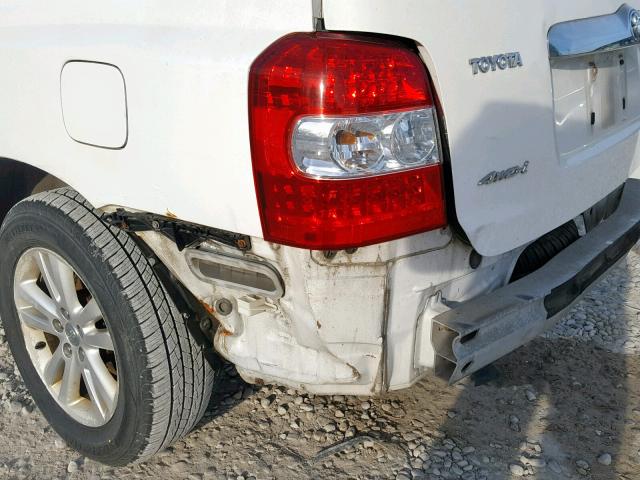 JTEEW21A360021145 - 2006 TOYOTA HIGHLANDER WHITE photo 9