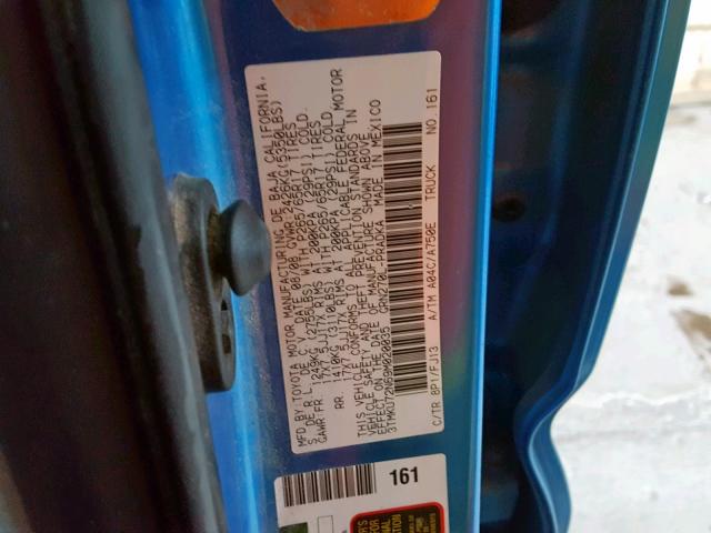 3TMKU72N69M020035 - 2009 TOYOTA TACOMA DOU BLUE photo 10