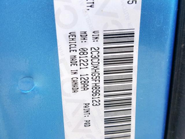 2C3CDXHG5FH896123 - 2015 DODGE CHARGER SX BLUE photo 10