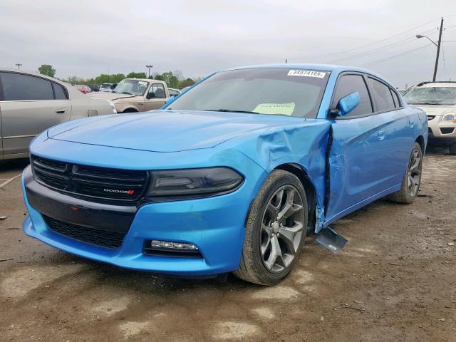 2C3CDXHG5FH896123 - 2015 DODGE CHARGER SX BLUE photo 2