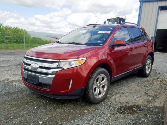 2FMDK3JC4EBA22803 - 2014 FORD EDGE SEL RED photo 2