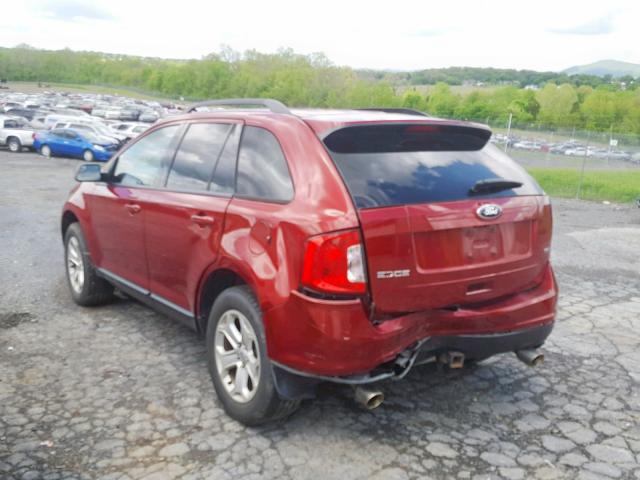 2FMDK3JC4EBA22803 - 2014 FORD EDGE SEL RED photo 3