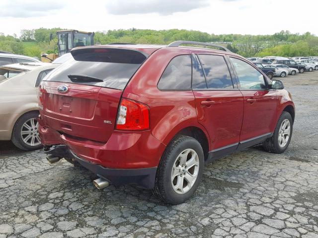 2FMDK3JC4EBA22803 - 2014 FORD EDGE SEL RED photo 4