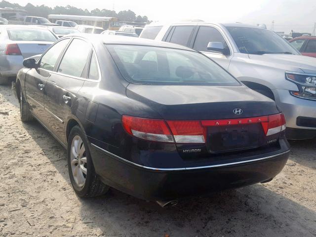 KMHFC46F76A125077 - 2006 HYUNDAI AZERA SE BLACK photo 3