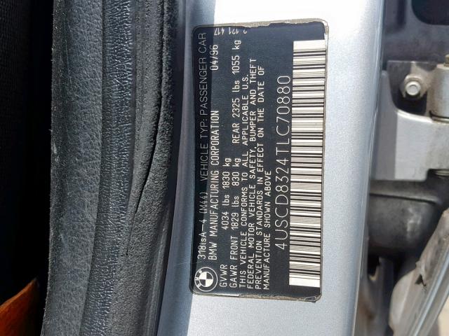 4USCD8324TLC70880 - 1996 BMW 318 I AUTO GRAY photo 10