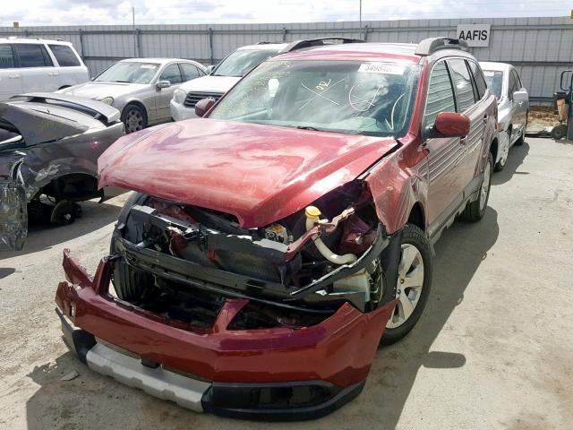 4S4BRDLC6B2407349 - 2011 SUBARU OUTBACK 3. RED photo 2