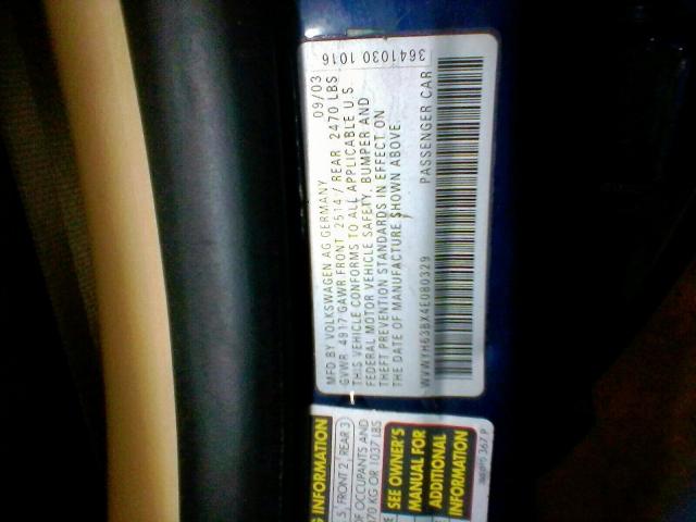 WVWYH63BX4E080329 - 2004 VOLKSWAGEN PASSAT GLX 蓝色 照片 10