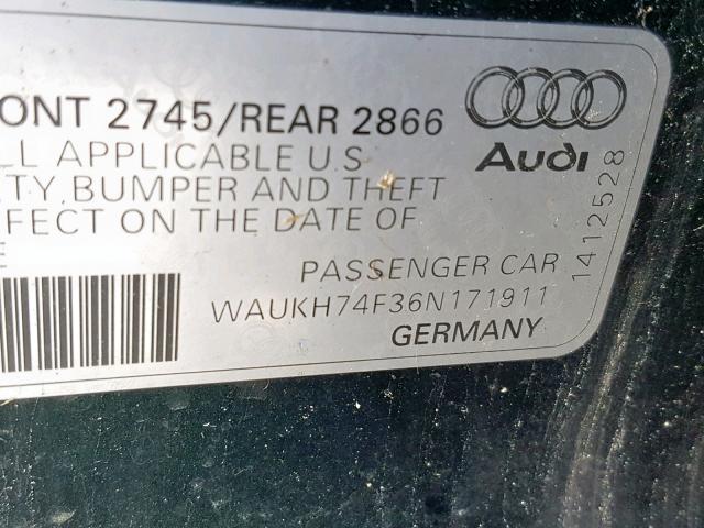 WAUKH74F36N171911 - 2006 AUDI A6 AVANT Q BLACK photo 10