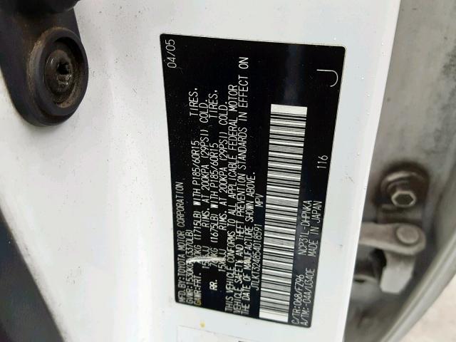 JTLKT324854018591 - 2005 TOYOTA SCION XB 白色 照片 10