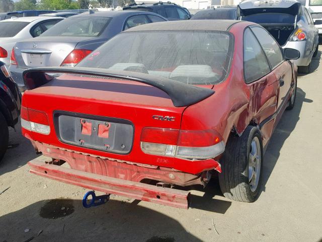 1HGEJ6127VL048267 - 1997 HONDA CIVIC DX RED photo 4