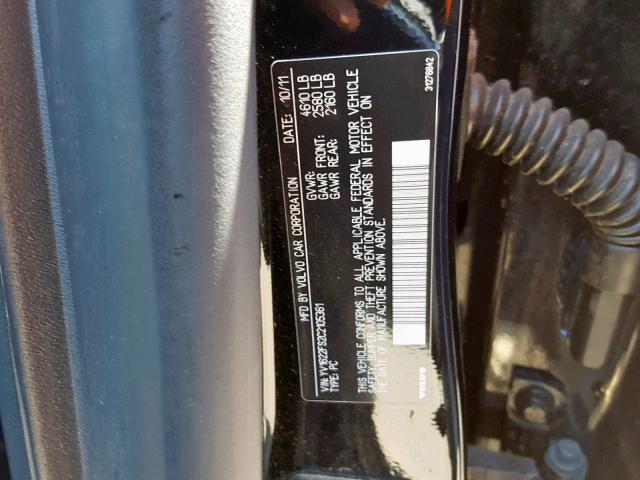 YV1622FS2C2105361 - 2012 VOLVO S60 T5 BLACK photo 10