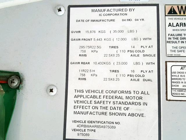 4DRBWAAR65A975089 - 2005 IC CORPORATION 3000 黄色 照片 10