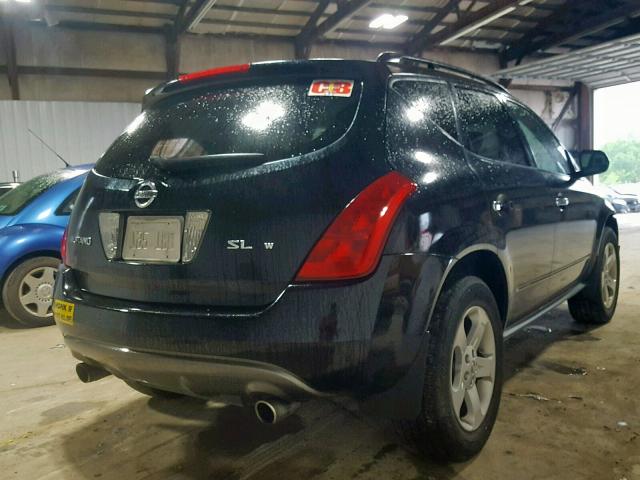 JN8AZ08W34W304076 - 2004 NISSAN MURANO SL BLACK photo 4