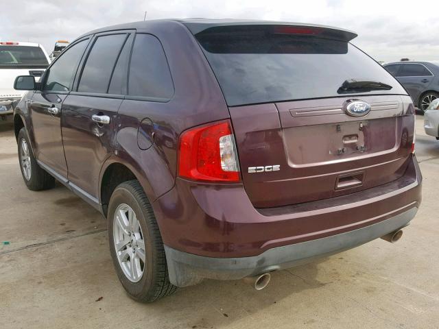 2FMDK3GC1BBB00358 - 2011 FORD EDGE SE MAROON photo 3