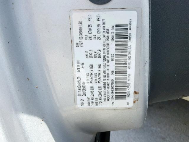 1D7HL48N63S221067 - 2003 DODGE DAKOTA QUA GRAY photo 10